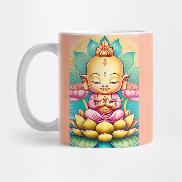 Baby Buddha Lotus Flower Mandala by mariasshop